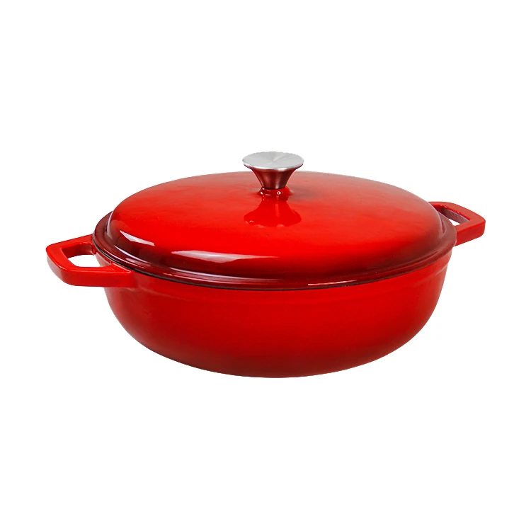 Factory Supply Heavy Duty Cooking Pot Cast Iron Casserole Round Shape Enamel Coated Cast Iron Dutch Oven With Lid
