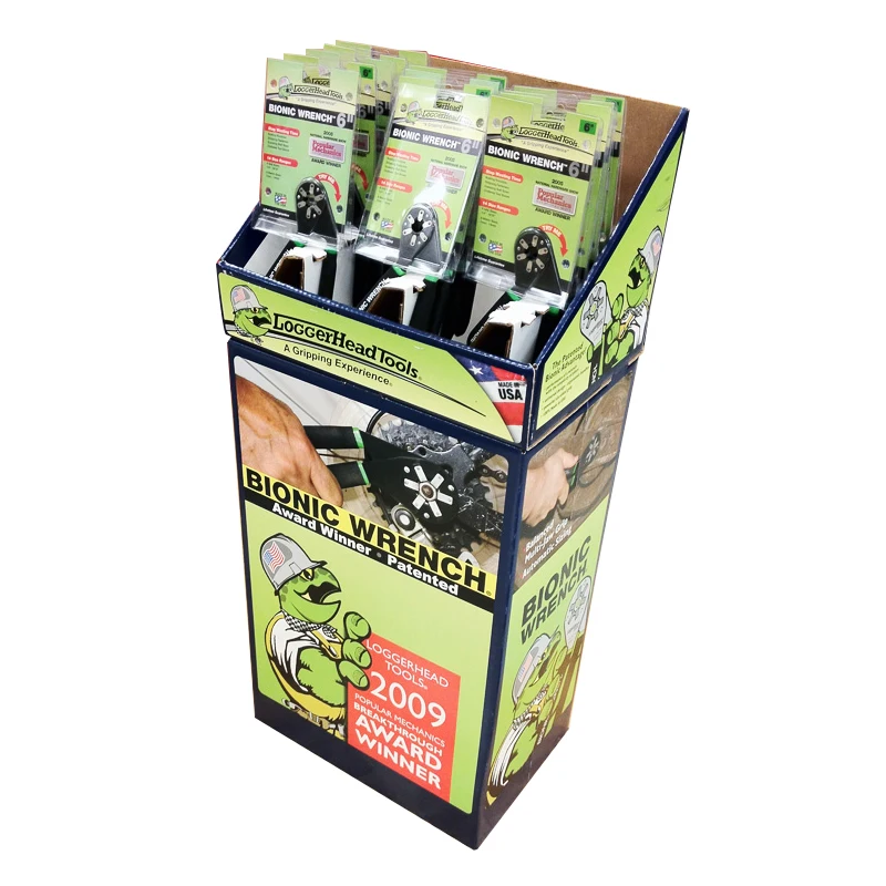 Custom advertising floor pop display stand corrugated cardboard batteries car mobile phone accessories display stand