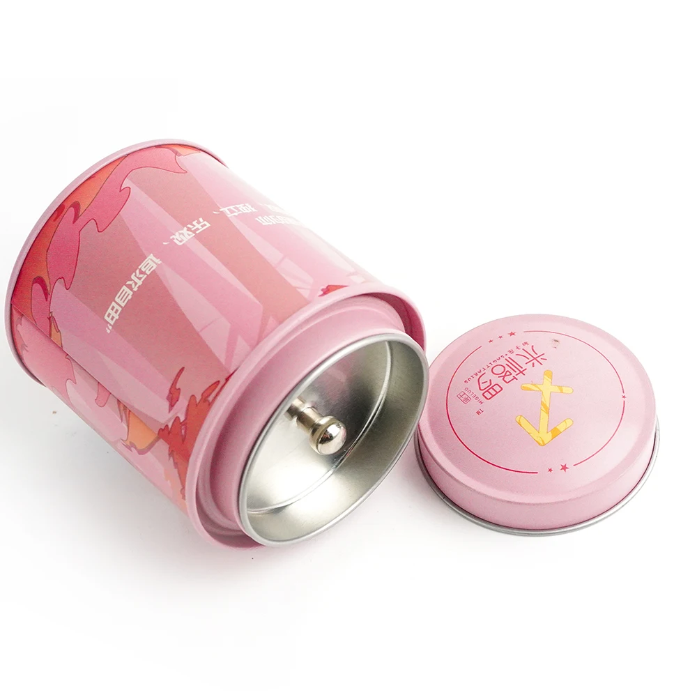 Custom Luxury Food Storage Empty Double Lid Christmas Metal Can Round Tea Tin Box