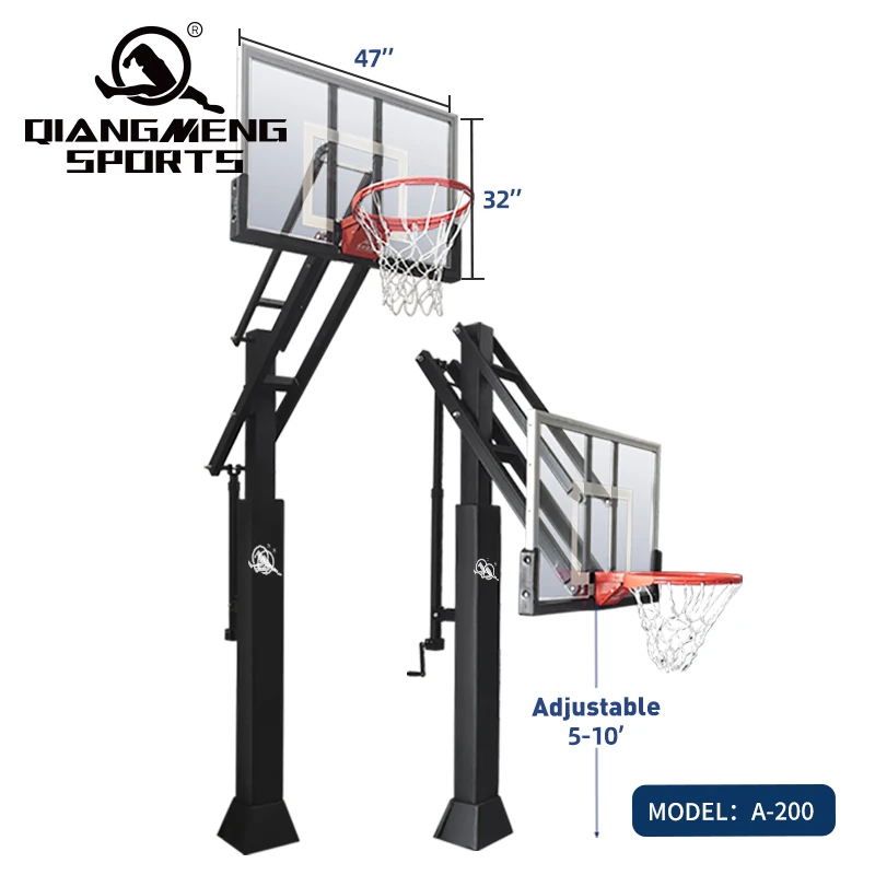 Popular Basketball Training Equipment Kids Adjustable Height Basketball Hoop Tempered glass backboard 47*31 inch