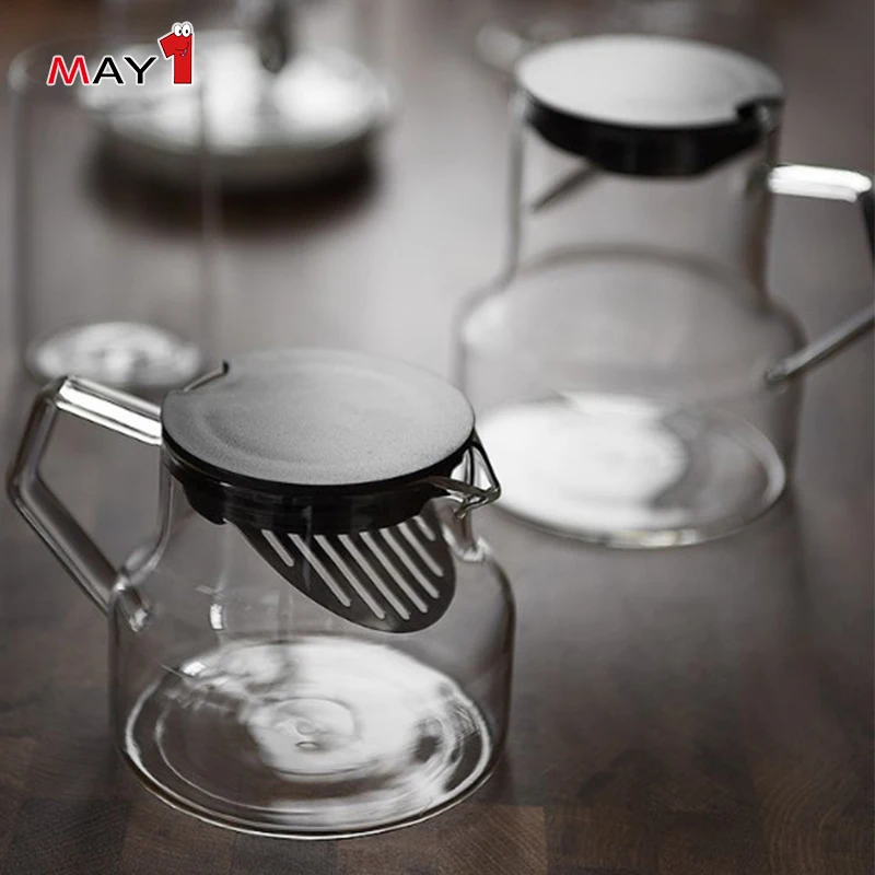 Minimalist high clear thermo proof cooking frozen glass filter tea pitcher