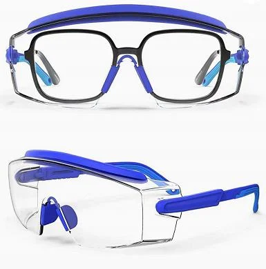 EN166 Anti Impact Polycarbonate Clear Glasses Clip Anti Fog ANSI Z87 Over Safety Goggle For Windproof