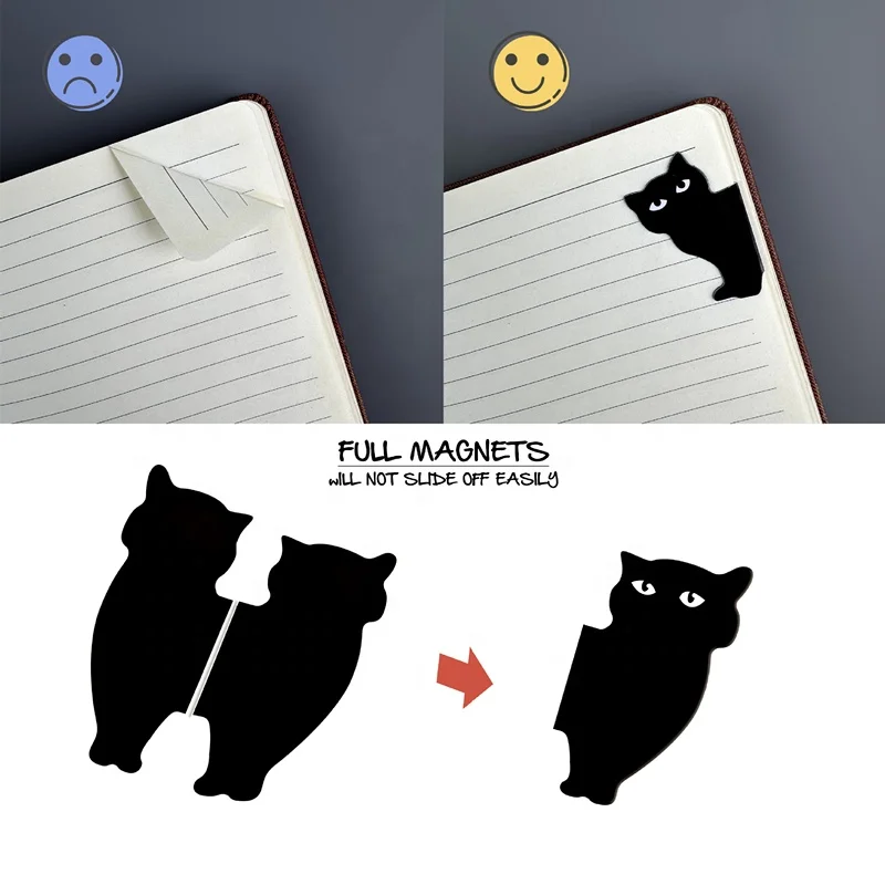 Custom Lovely Black Cat Magnetic Bookmark Gift Crafts Bookmarks For Book