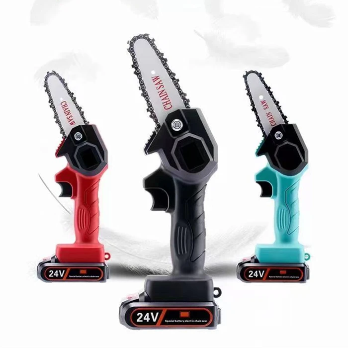 Mini 4 inch bar 24V powered cordless electric lithium chain saw yard wood cutter Li-ion battery small chainsaw for wood
