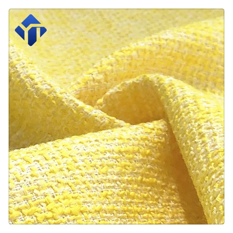 
Polyester cotton blend yellow tweed womens clothing fabric 