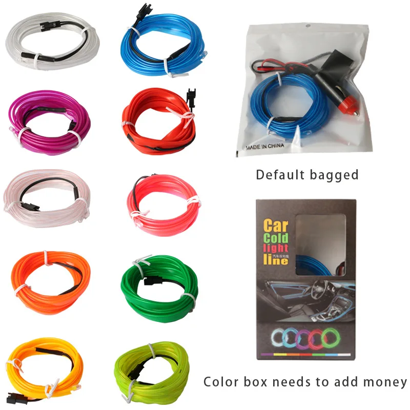 EL Wire Interior Car LED Strip Lights USB Neon Glowing Strobing Electroluminescent Wire Lights Ambient Lighting Kits for Car Gar