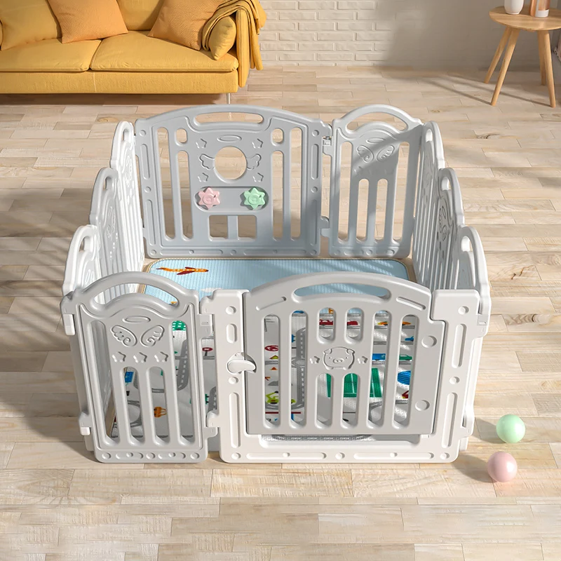 8+2 Indoor Play Yard For Baby Safety Playpen Plastic Children Playpen Fence