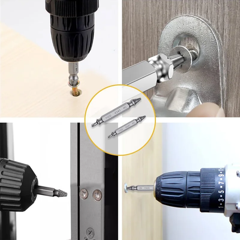 Double Side Easy Out Remover Tool Set Damaged Screw Bolt Extractor Kit Nice Gift for Man Easy Out Stripped Screw Extractor