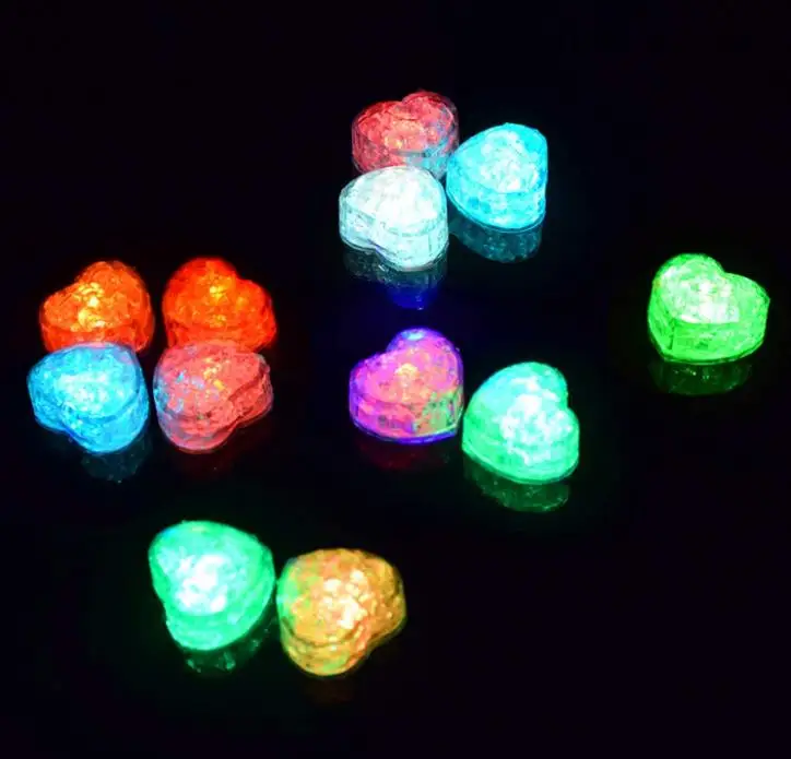 Light Up Ice Cubes Flash LED Glowing Heart Ice Cube for Bathtub Vase Wedding Club Bar Beer Tower arty Atmosphere Decor