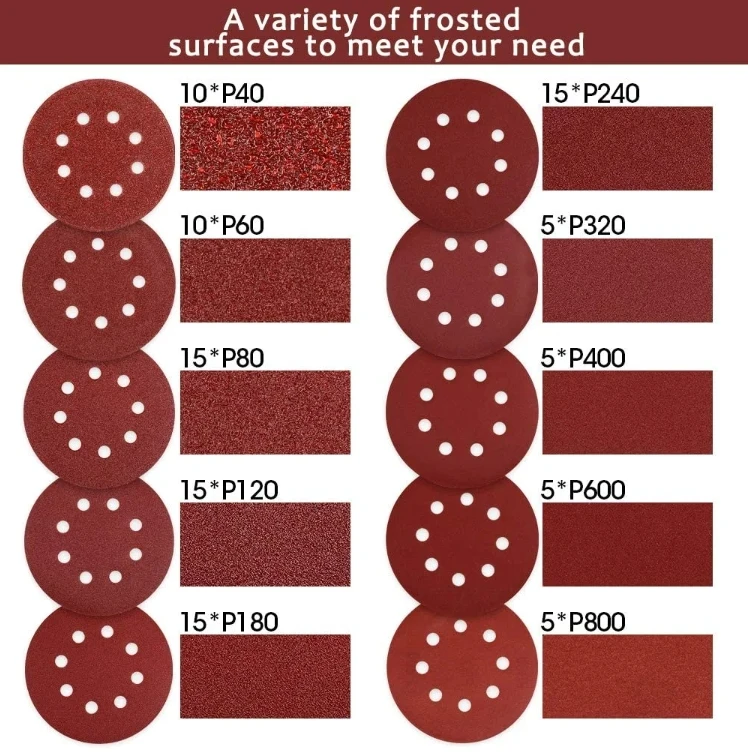 Hot Sales 6inch 150mm Aluminium Oxide Hook and Loop Round Sanding Disc Velcro Disc Sandpaper Disc for Wood Multi Holes