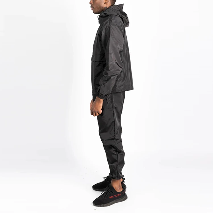 wholesale men designers sweatsuit jogger pants tracksuit custom logo windbreaker nylon plain  two pieces set