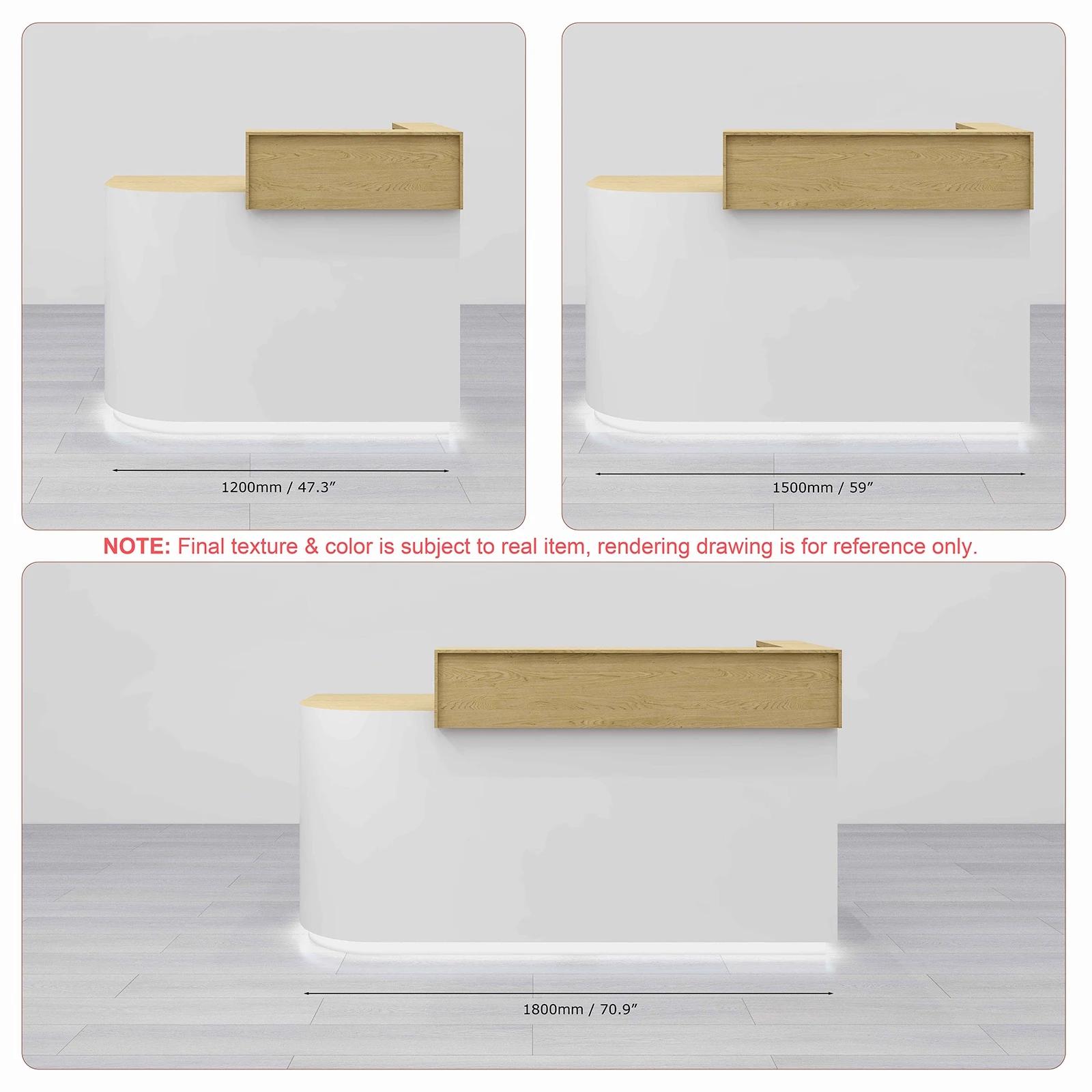 USA CA UK AU GER Local Stock Wood MDF Custom Coffee Bar Curved Shop Caunter Reception Desk Office Stand