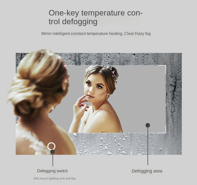 Factory Touch smart led with light bathroom mirror wall hanging semicircle bathroom wall hanging toilet sink dressing mirror