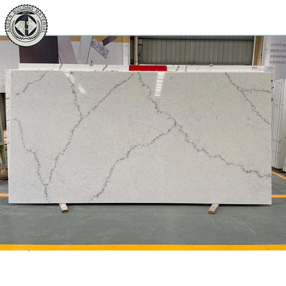 Calacatta quartz white engineered artificial quartz stone slab large size quartz stone
