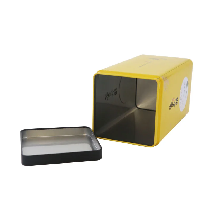 
Factory direct sale wholesale tin vintage tins airtight box big for tea black matte metal tea can rectangular 
