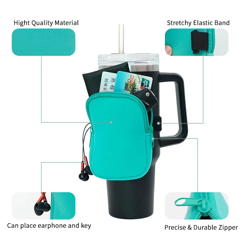 Neoprene Water Bottle Pouch Tumbler Bag Gym Fitness Accessories Stanley Cup Bag for 40oz 20oz 30oz with Adjustable Strap