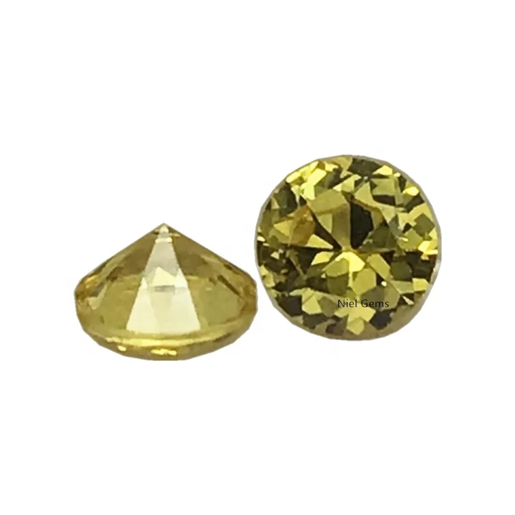 21# wholesale round 4mm corundum niel gems stones synthetic loose gemstone yellow sapphire stone price