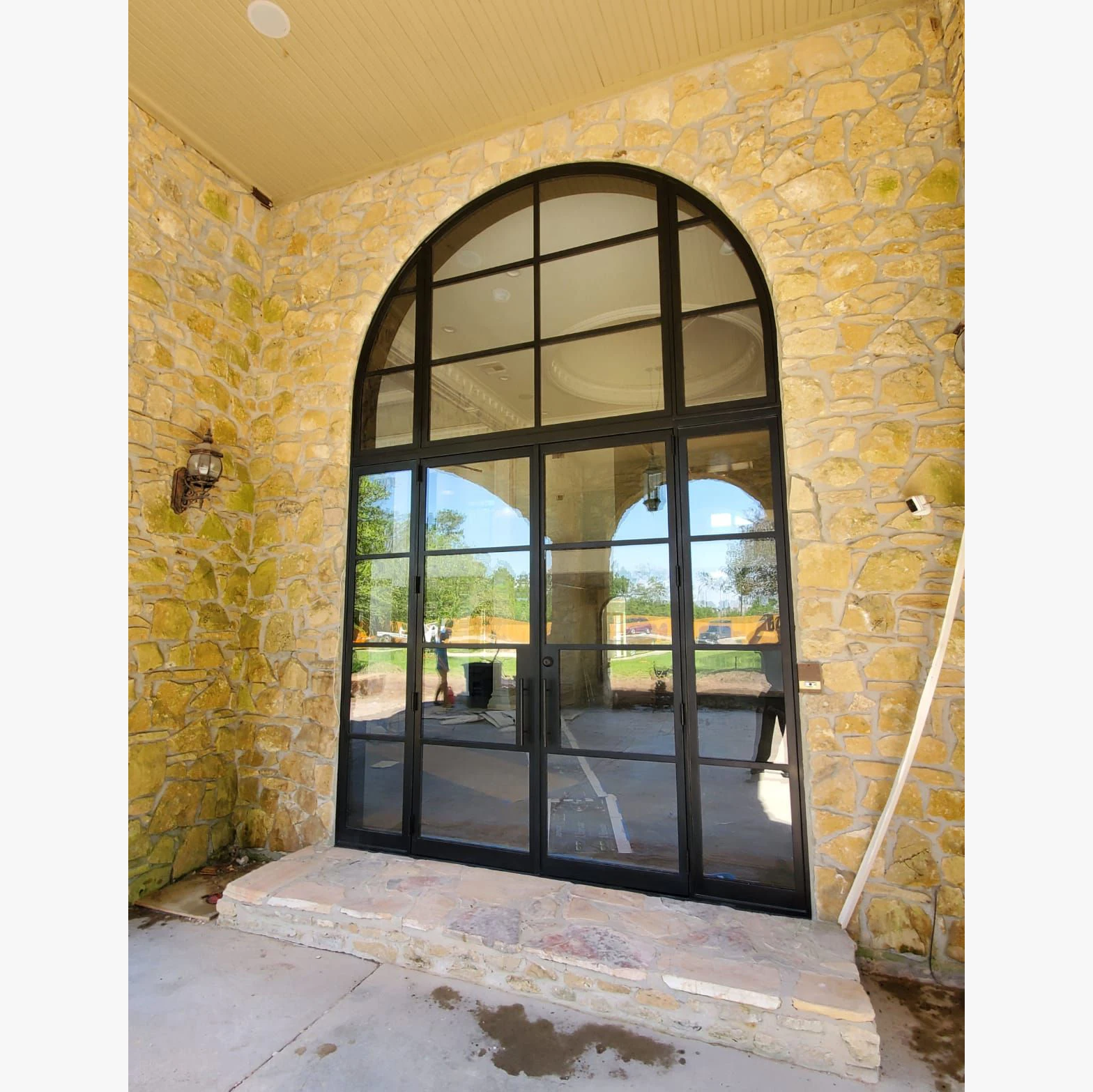 Steel French Villa Arched Door Low E Glass Casement Doors