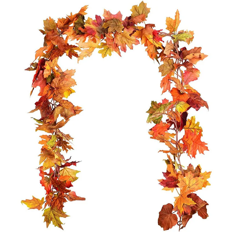 Wedding Fireplace Party Christmas Decoration Artificial Silk Maple Leaf Leave Vine Fall Foliage Garland Artificial Hanging Plant