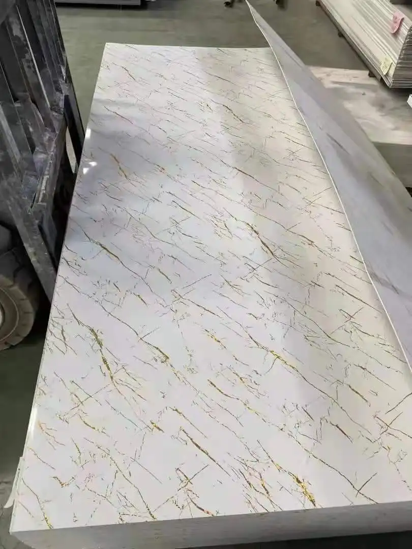 Heat Resistant Durable Stylish Interior Decoration Materials UV PVC Marble Panels For Wall Covering
