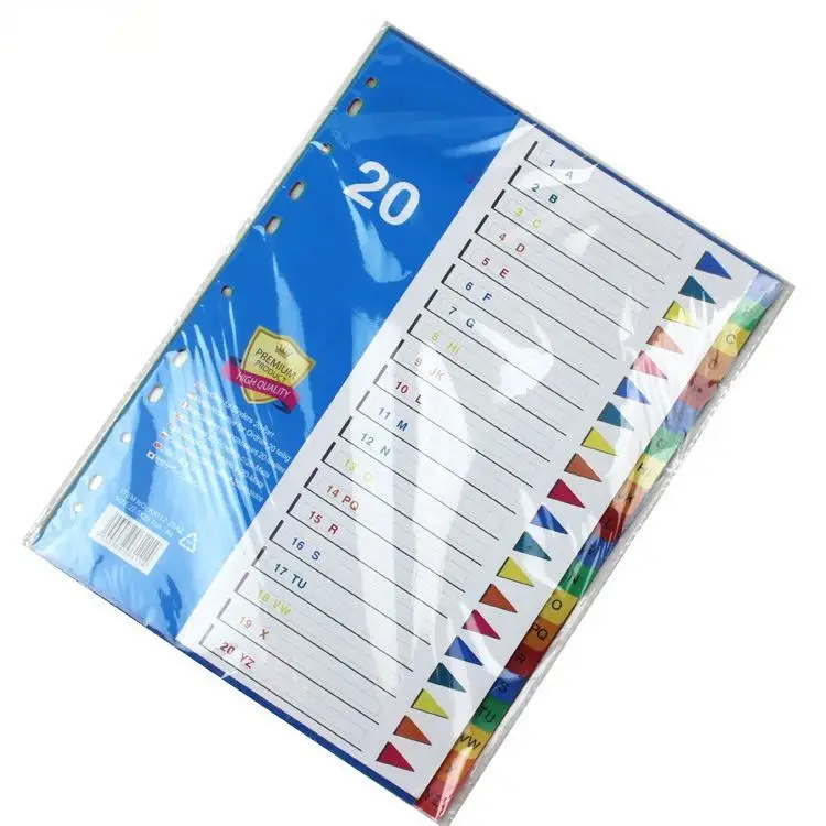 US-010 Assorted A4 PP Index Divider Custom Logo Presentation Folder A5/A6 Size Paper Plastic Material Variety including Bag