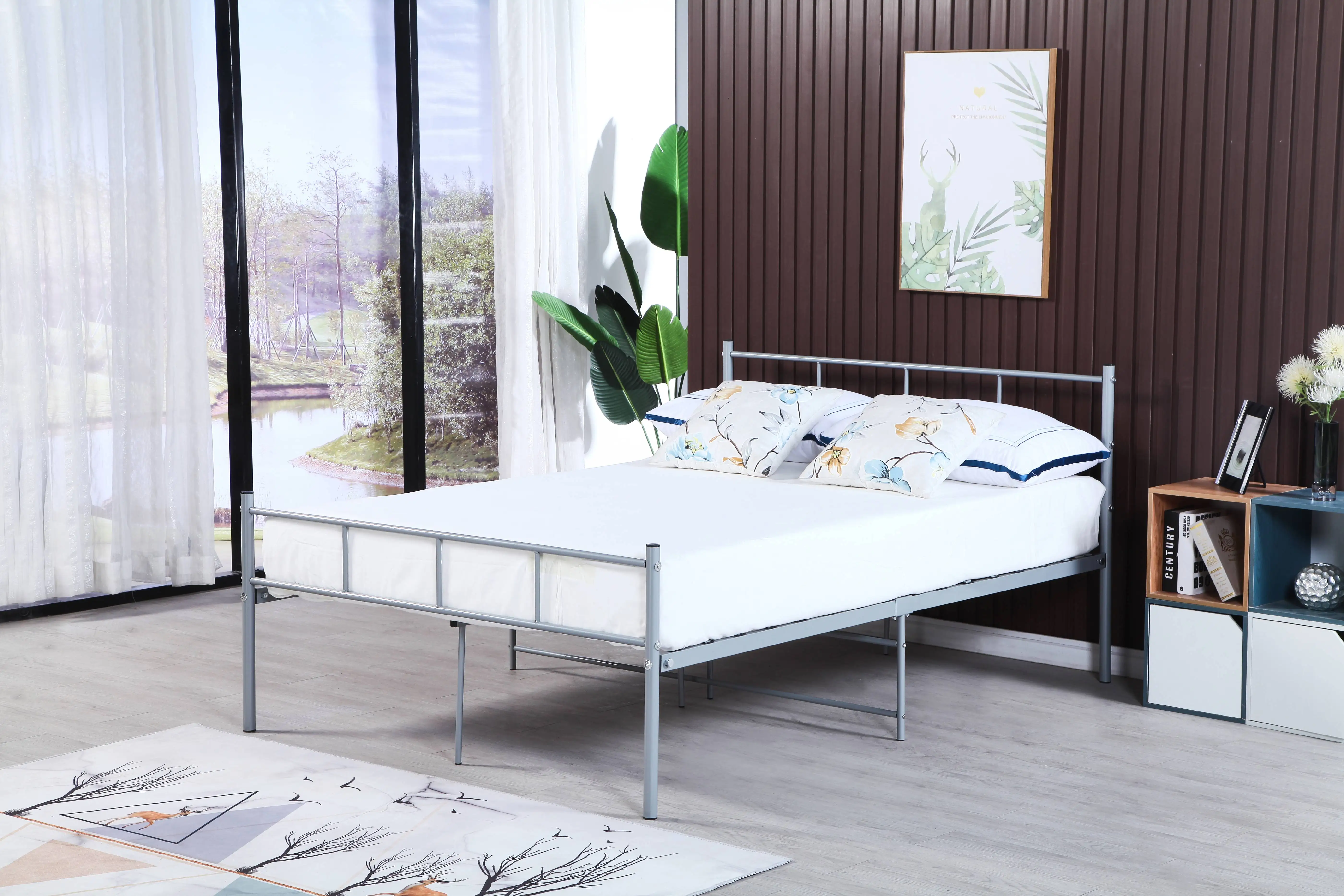 Modern Single Home Bedroom Furniture Metal Steel Bed Hostel Dormitory Bed for Sale Twin Durable
