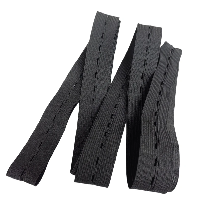 100% Polyester Hole Free sample custom material and size clothing accessory woven PET elastic band with holes For Garments