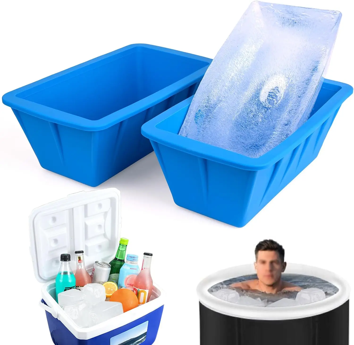 Ice Block Mold Extra Large for Bath Ice Block Maker for Cold Plunge or Coolers Big Ice Cube Molds Bath Chiller