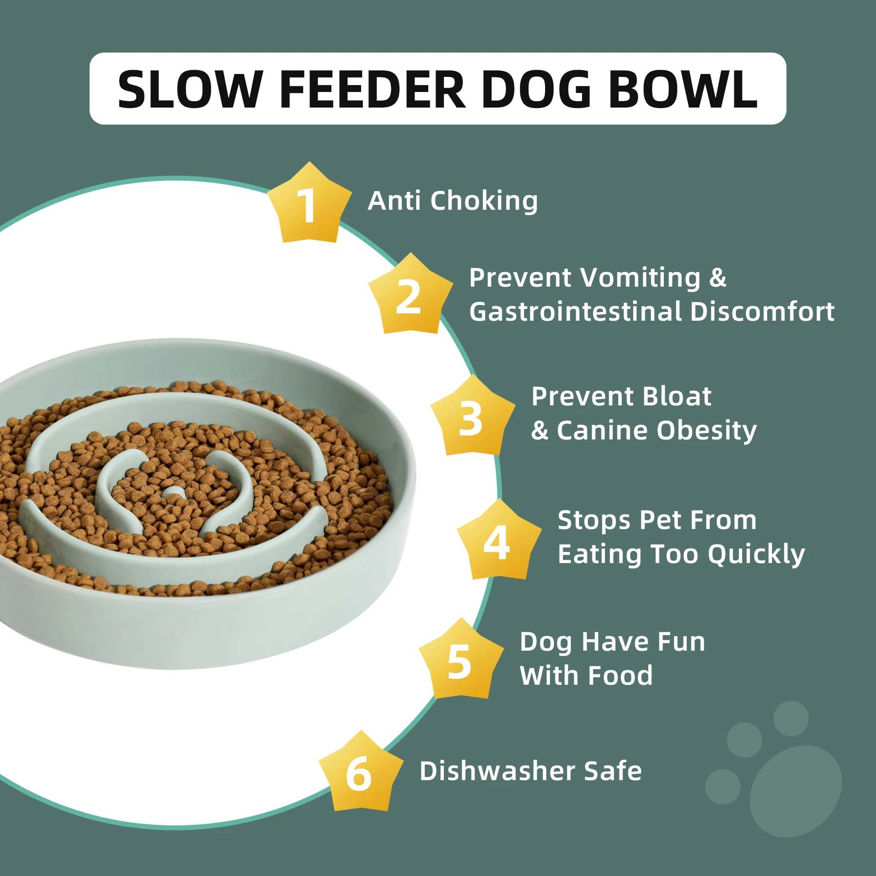 Slow Raised Ceramic Dog Bowl Food Dog Pot Anti Choking Prevent Obesity Pet Feeder For Medium Dog Plate Cross Border Supplier