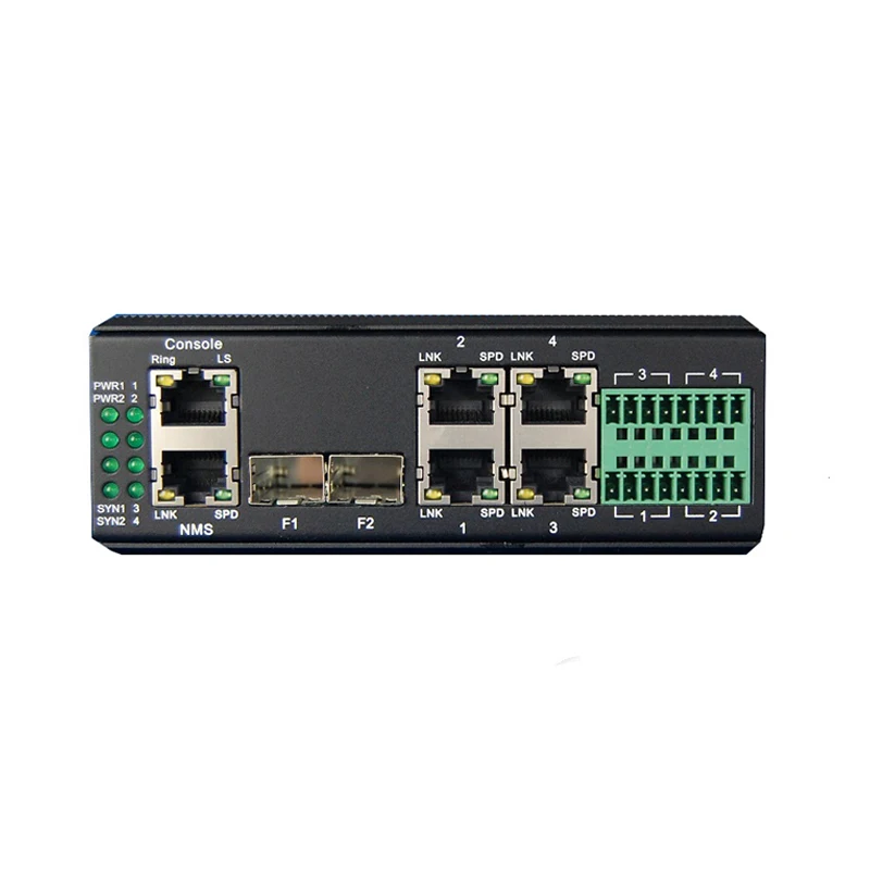 Industrial Grade 4 Port Gigabit Ethernet + 4 Port Serial + 2 Gigabit SFP PoE Ring Network Switch