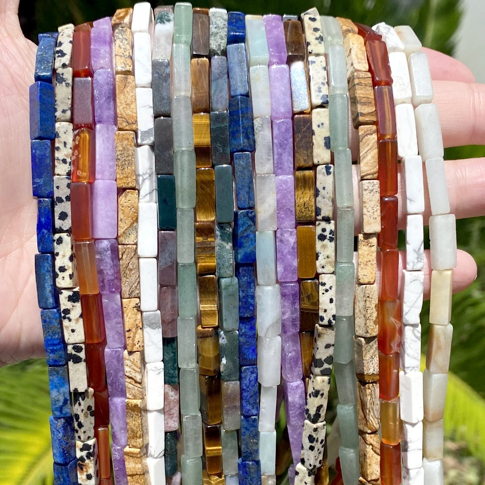 Factory Price Natural Stone  Cuboid Amethyst Tiger Eyes  Beads For Jewelry Making DIY Bracelet Necklace Accessories