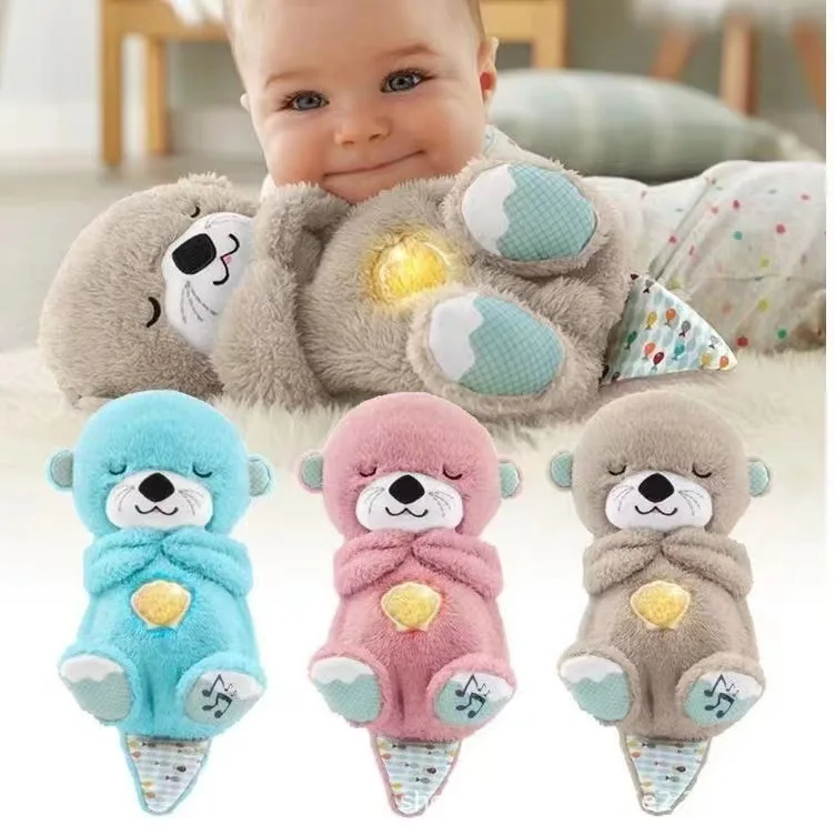 New arrivals breathing bear newborn soothing sleep doll Soft sleep baby Otter breathing toy