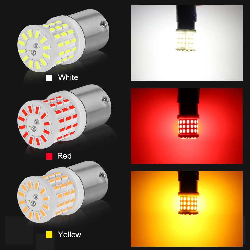 strobe flash light 1156 1157 BA15S T20 brake blink light Lamp ceramic Bulb 57LED 12/24V Red Amber Auto Tail Stop Light for Truck