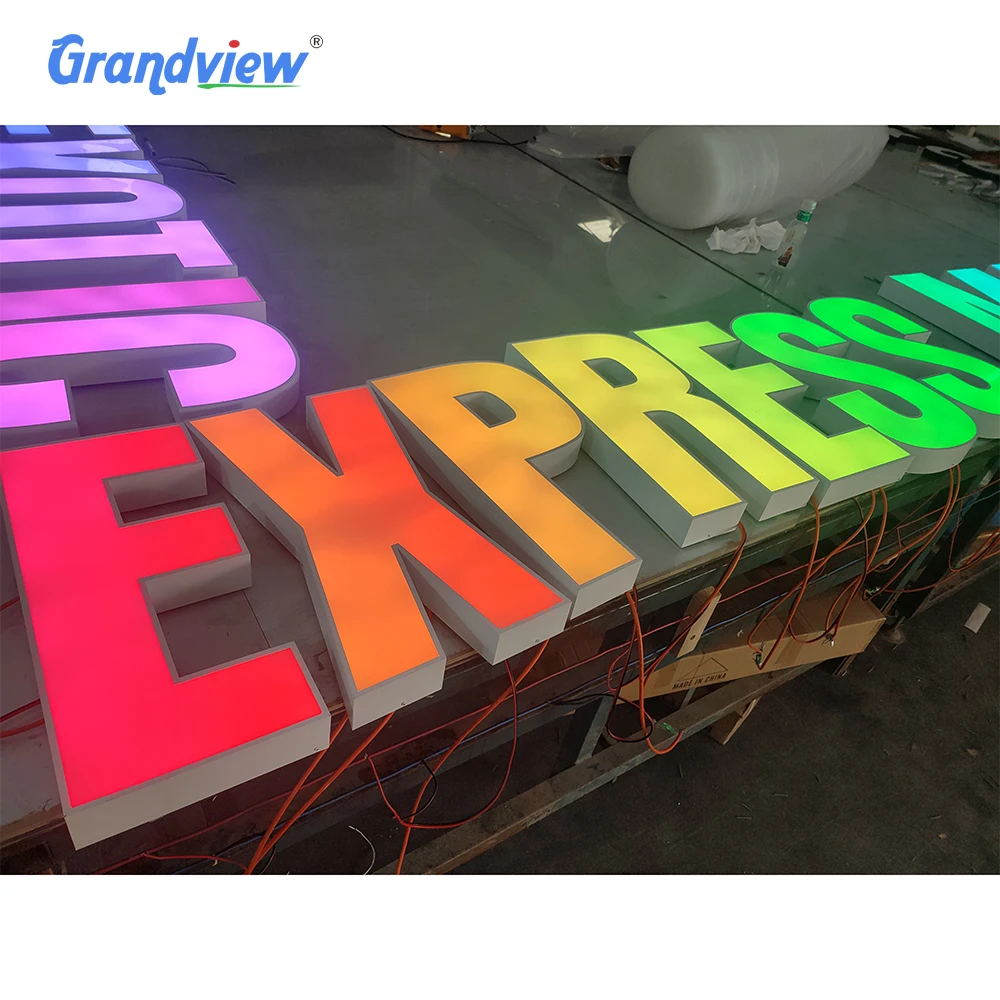 Custom Backlit Letters Sign Outdoor Business Acrylic Signage 3d Logo full color rgb led channel letter sign for Shop