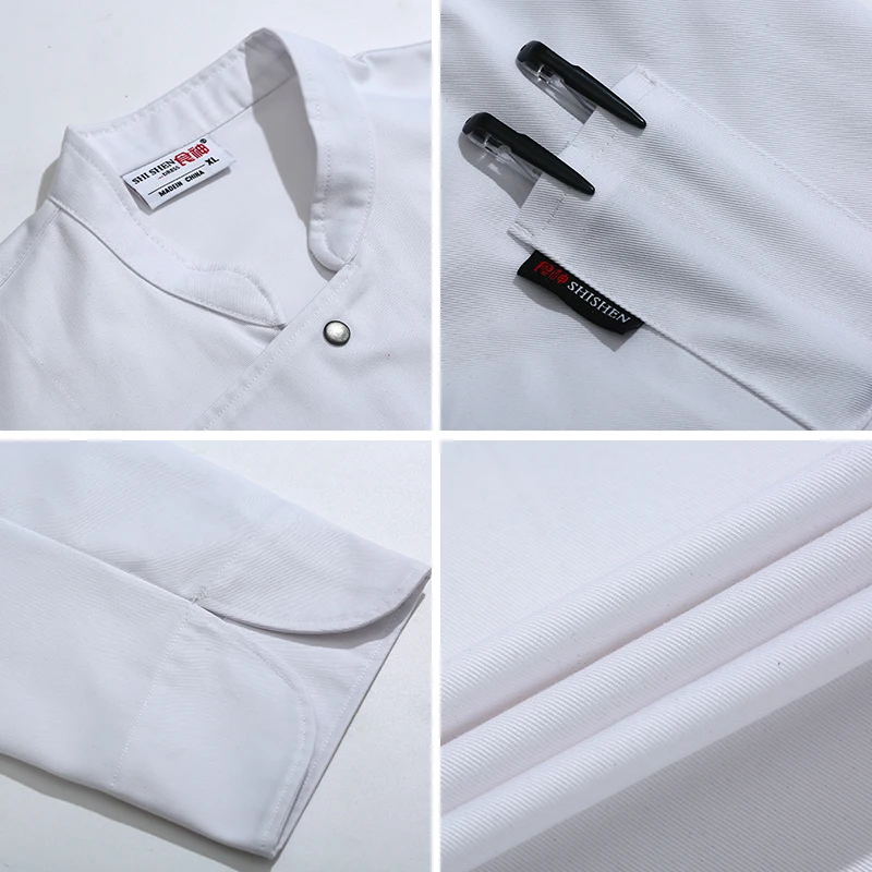 Waterproof Executive Chef Jacket Kitchen Cooking Man Work Uniform Pants Long Sleeve Slim Fit Restaurant Chef Coats Customize