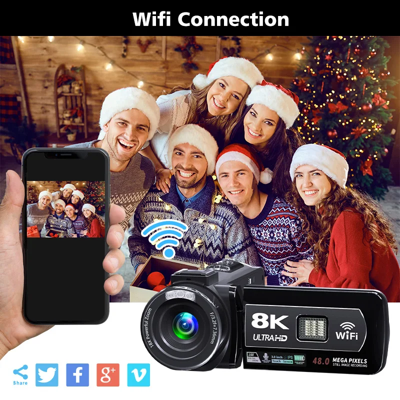 Video Camera 8K Professional Mini Camera Portable Digital Video Recorder Body Mini Vlog Camera With Wireless Microphone