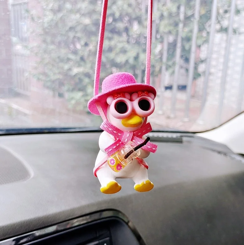 Popular Swinging Duck Car Hanging Ornament  Duck Mirror Cute Car Duck Pendant For Car Decoration Ornament
