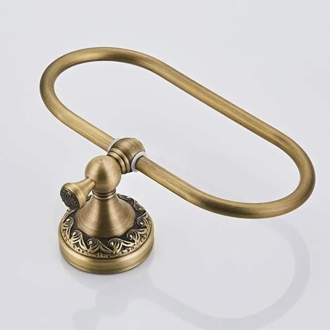 Oil rubbed bronze antique towel rack hanging ring wall mounted round towel bar brass bathroom towel ring