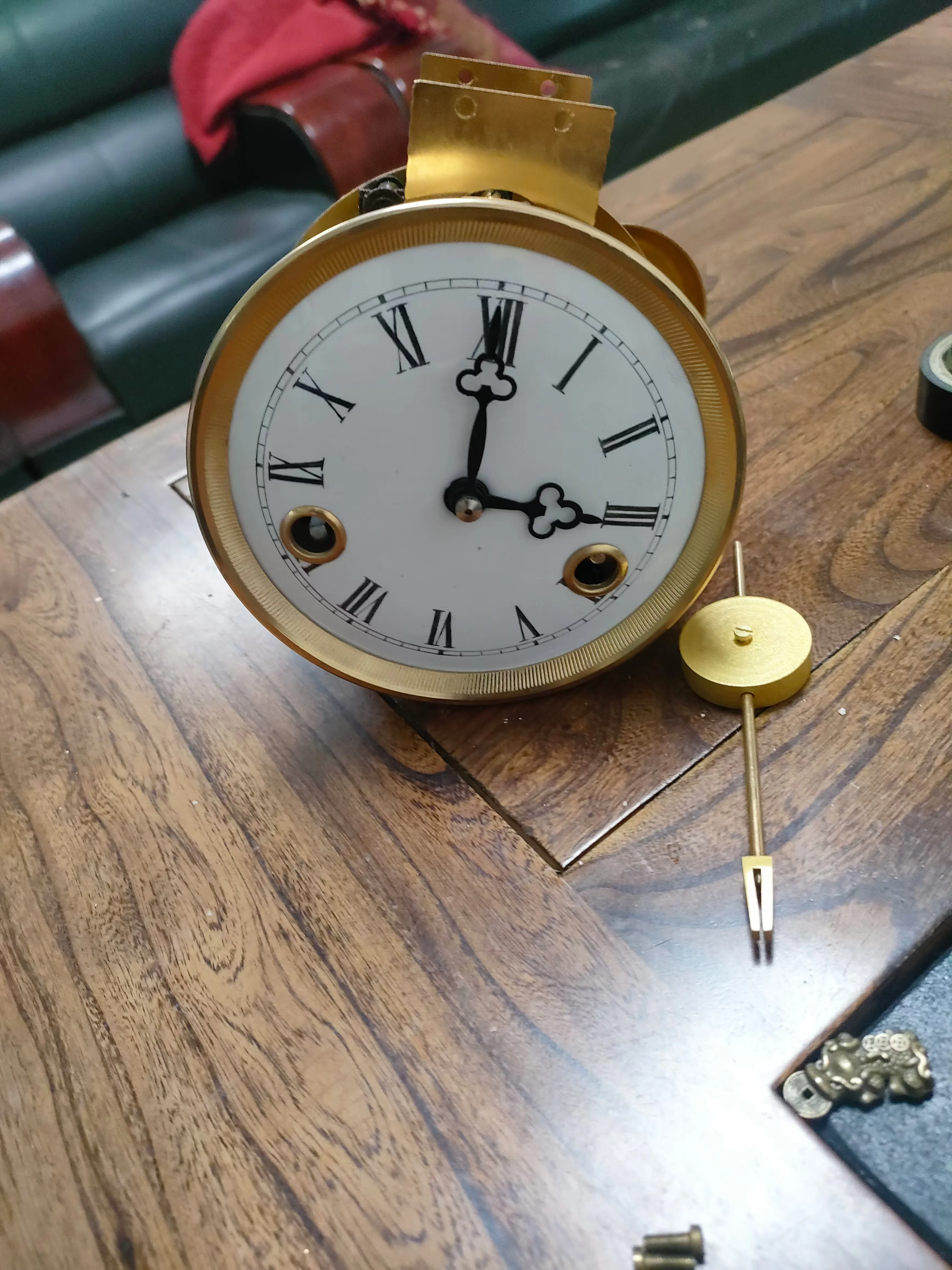 15 days repeater Round Shaped D12cm Brass Mechanical Insert Clock Movement with Striking Dial  for Clock Replacement or Repair