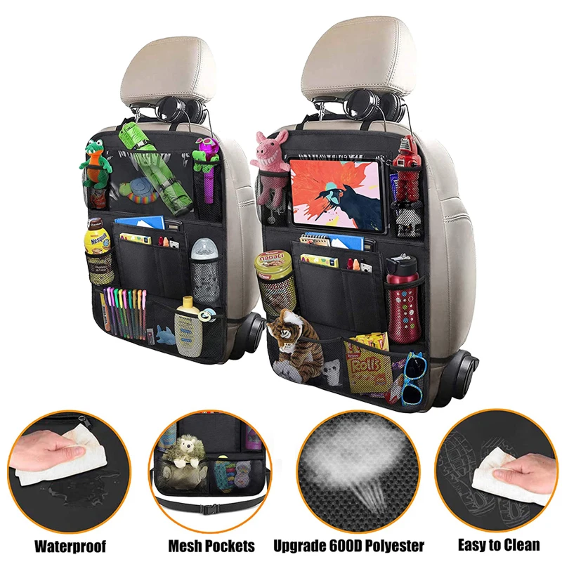 Car Storage Bags,  Kick Mats Back Seat Protector With Touch Screen Holder Car Back Seat Organizer//