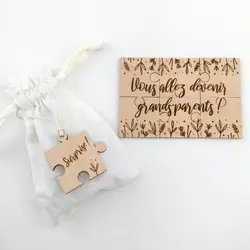 Personalized Laser Cut Wooden Puzzle Pregnancy Announcement Grandma Card Child Toys