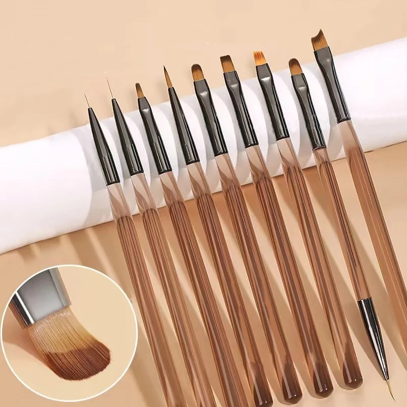 Best-selling nail special brush set high quality fiber hair light therapy drawing line brush acrylic brush rod nail tools