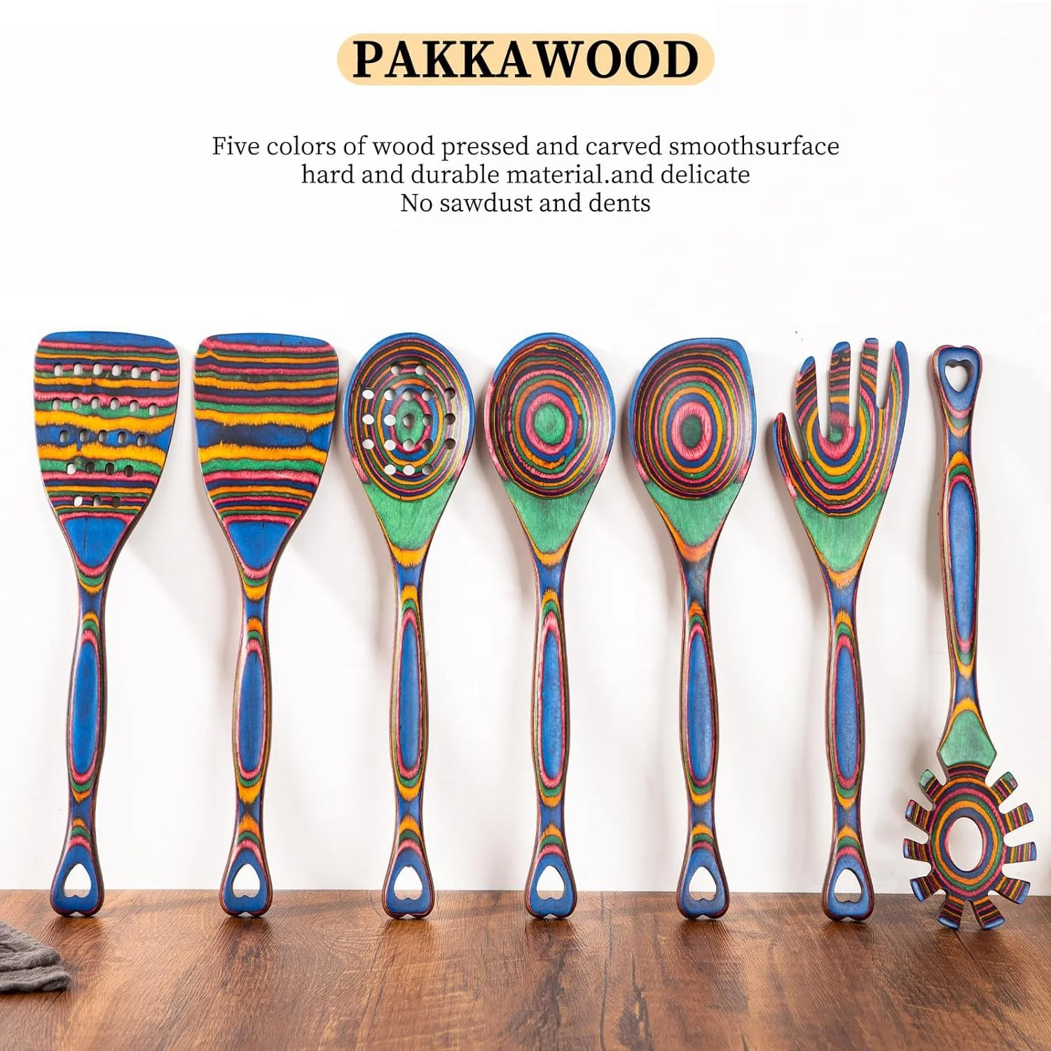 FLYWOD home and kitchen accessories wood tools wood utensils kitchen cooking utenisls set wooden pakka kitchen utensils