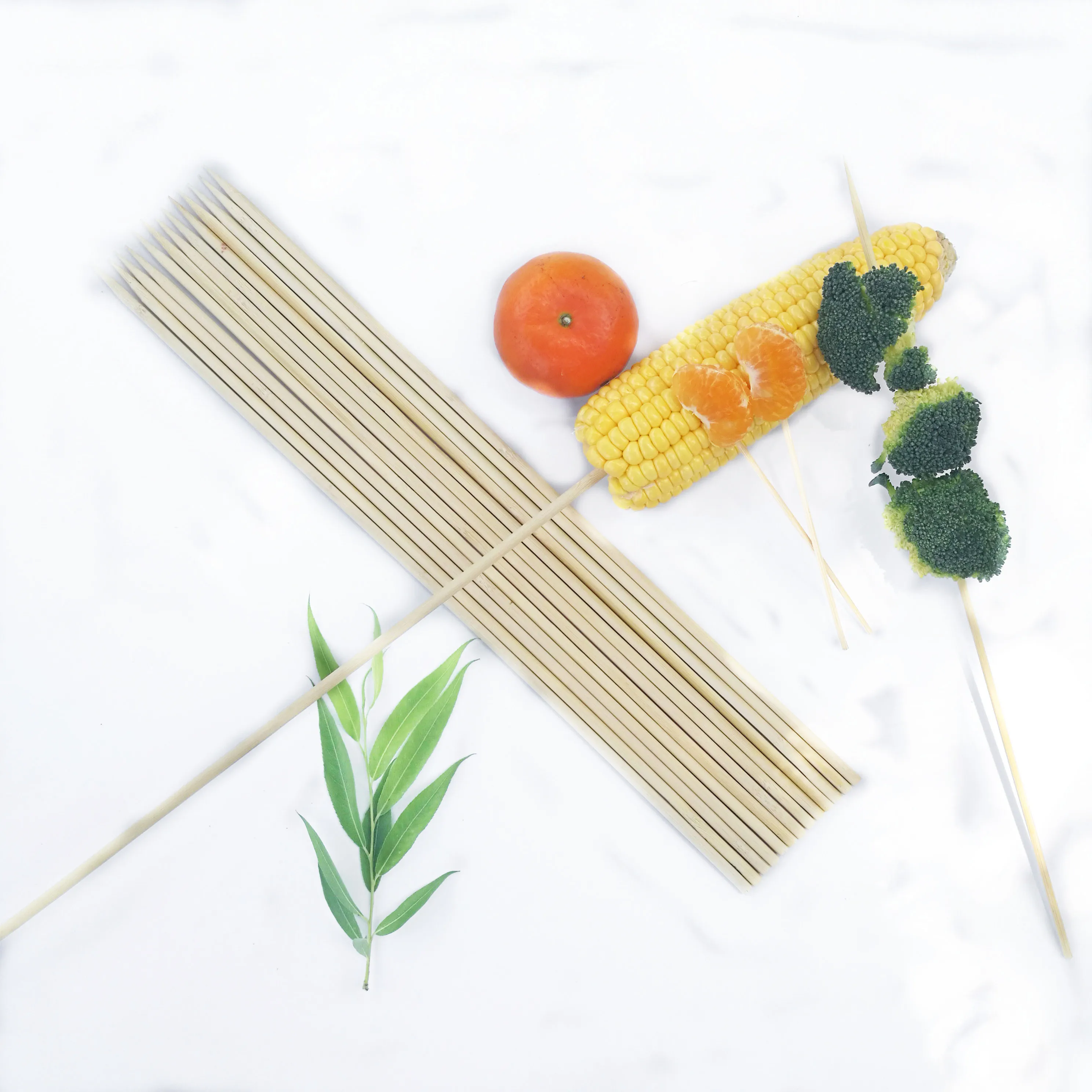 
Wholesale restaurant marshmallow roasting disposable beef mutton BBQ long barbecue snack round bamboo sticks skewers 