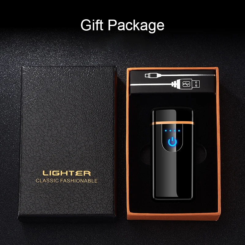 Creative Gift Double Arc Plasma Lighter Smart Fingerprint Sensor Cigarette Lighters