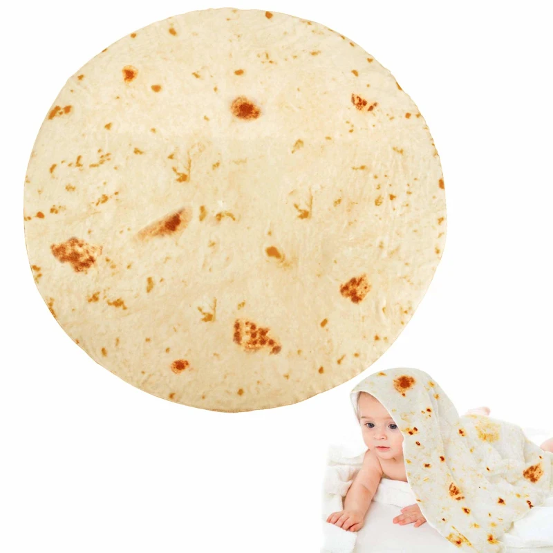Digital print pizza blanket elastic Accept Customized Logo Fluffy fashion food burrito blanket