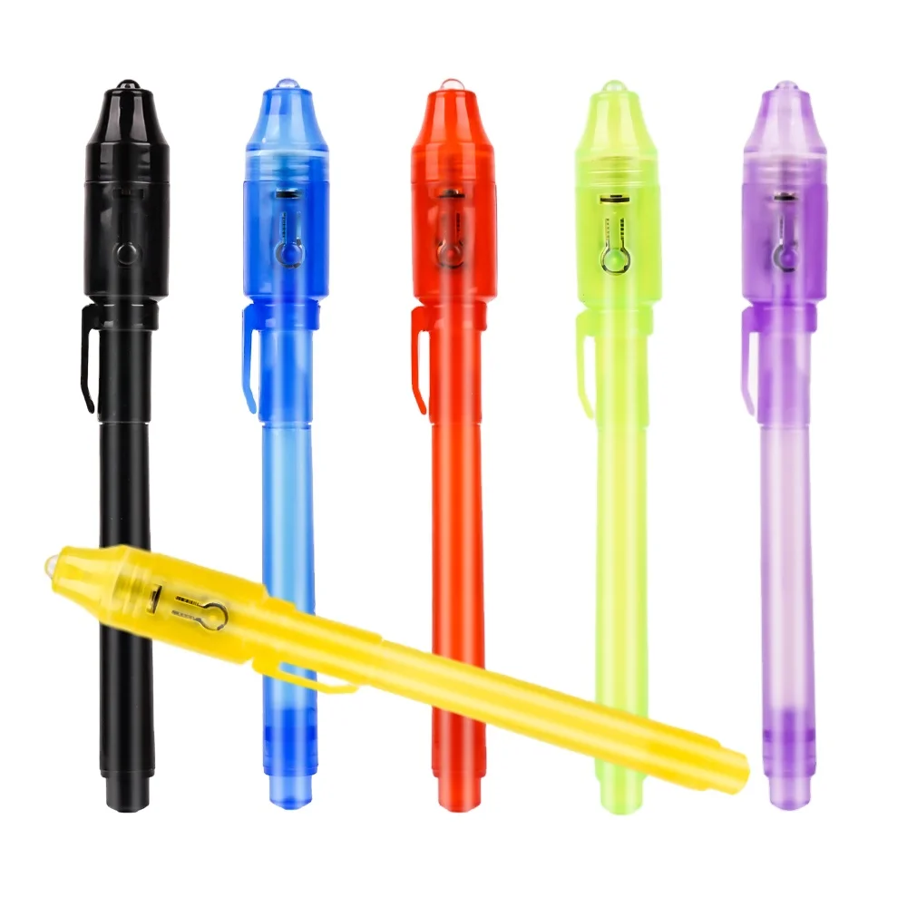 New Design Invisible Ink Pen with uv light nice promotional Safety goods Pens for Kids use  secret action function uv light pen