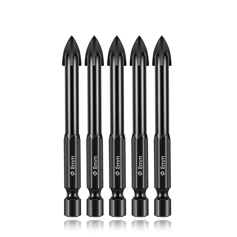 Glass Concrete Drill Bit Set Cross Hex Tile Ceramic Drill Bits Cemented Carbide Set Universal Drilling Tool Hole Opener for Wall