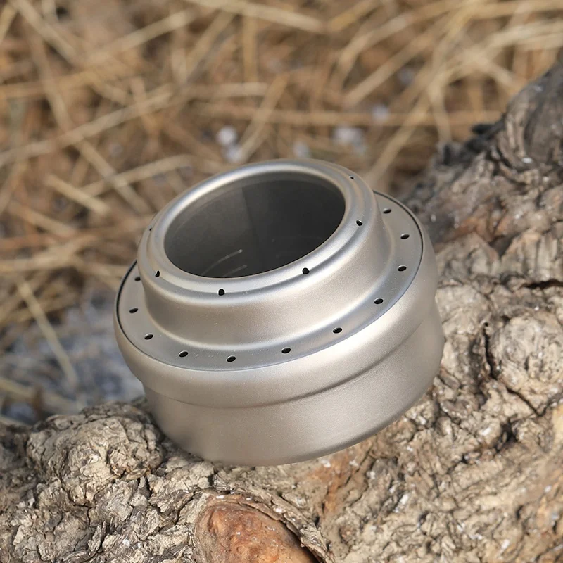 Herui Mini Outdoor Camping Alcohol Stove for Backpacking Lightweight Brass Spirit Burner with Titanium Stand