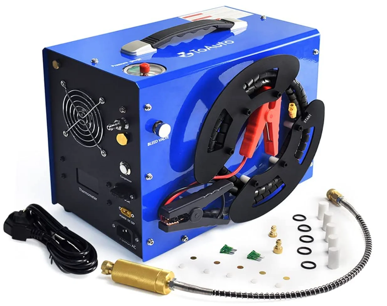 PCP  compressor, pcp 12v 300bar automatic stop, no oil/water, 4500Psi/30Mpa, 8MM, suitable for paintball/PCP, 220V AC or 12V